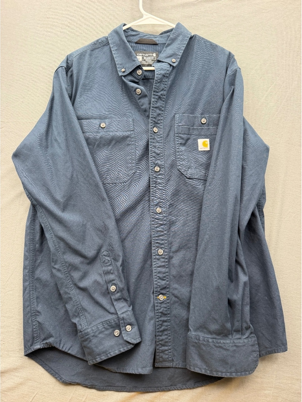 Carhartt Rugged Flex Relaxed Fit Long Sleeve Shirt Large Blue